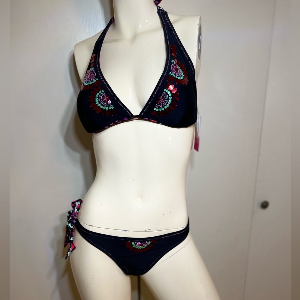 XOXO Black and Red Bikini with Halter Top - Picture 2 of 15